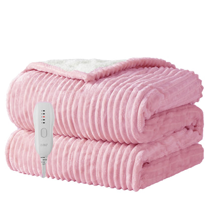 Texciting Heated Blanket Electric Blanket Throw 50”X60”-Heating Throw with 5 Heat Settings-3 Hours Auto Off,ETL Certified,Machine Washable (Pink)