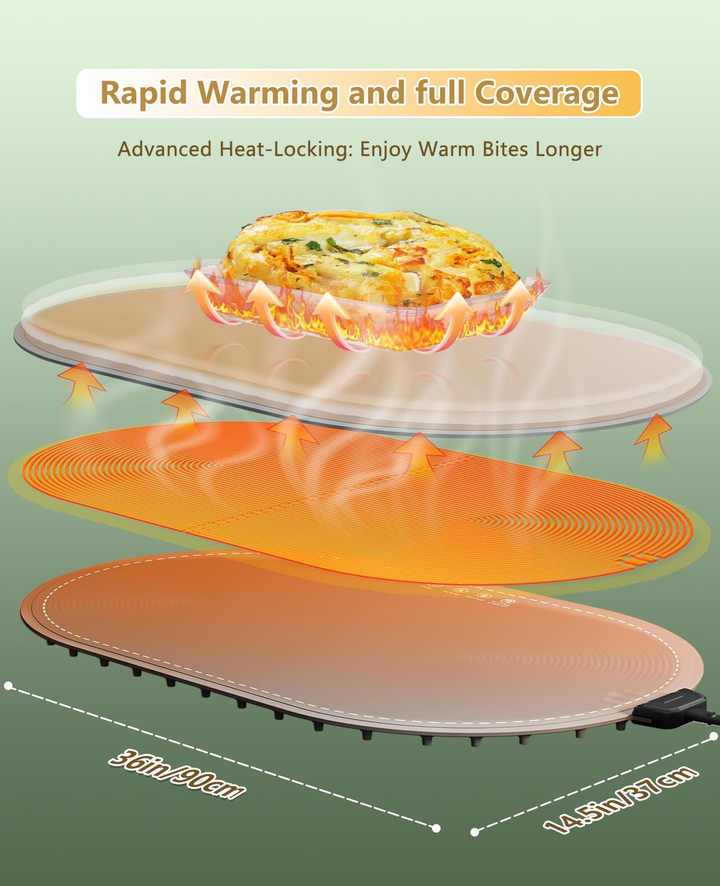 Food Warming Mats for Countertop Extra Large(XXL 36"x15"),Electric Heating Pad for Food,Roll Up Silicone Warmer Mat for Party,Christmas House Warming Gift for Home Daily Use(Gray)