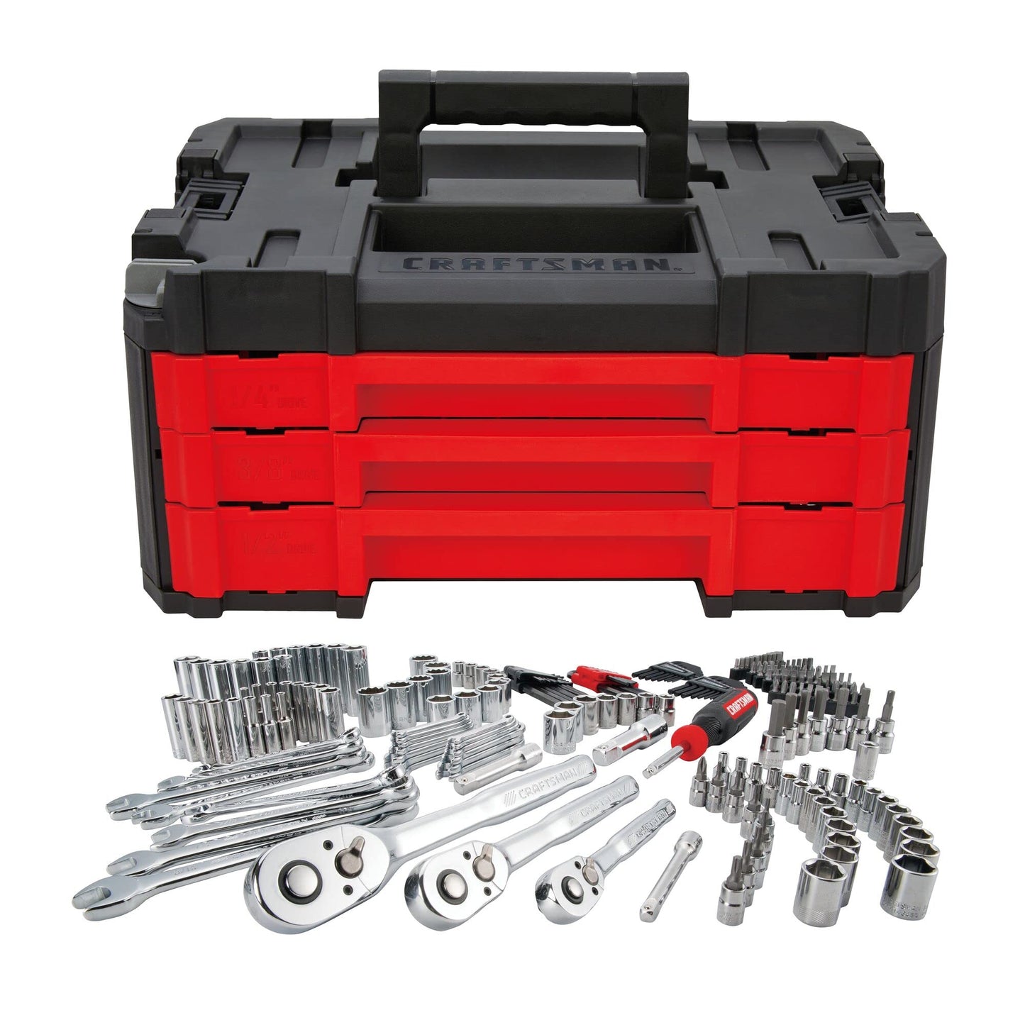 CRAFTSMAN Mechanics Tool Set, 230-Piece Hand Tool and Socket Set with 3-Drawer Tool Box (CMMT45305)