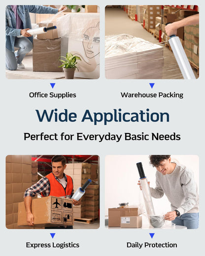 FugaCity Stretch Wrap Film-15 Inch 1000 ft 60 Gauge Shrink Wrap for Pallet Wrapping, Industrial Strength 1 Roll Pallet Wrap with Handles, Moving Supplies Plastic Wrap Roll, 500% Stretch, Transparent