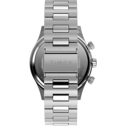 Timex Men's Waterbury Traditional Fly Back Chronograph 43mm Watch - Stainless Steel Bracelet Blue Dial Stainless Steel Case