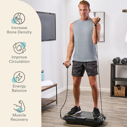 LifePro Vibration Plate Exercise Machine - Whole Body Workout Vibration Fitness Platform w/ Loop Bands - Home Training Equipment for Weight Loss & Toning (Black)