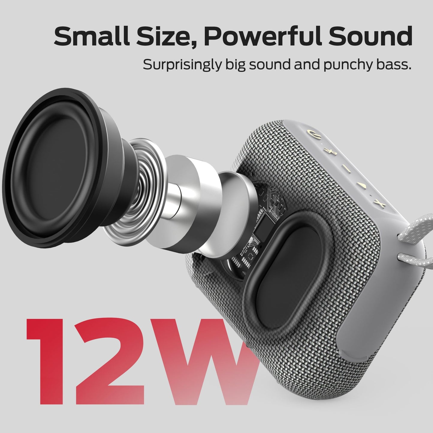 Monster Cube 1 Portable Bluetooth Speaker, IPX7 Waterproof, Bluetooth 6.0, 20H Playtime, Powerful Stereo Sound, Speaker for Home, Outdoors and Travel, Grey