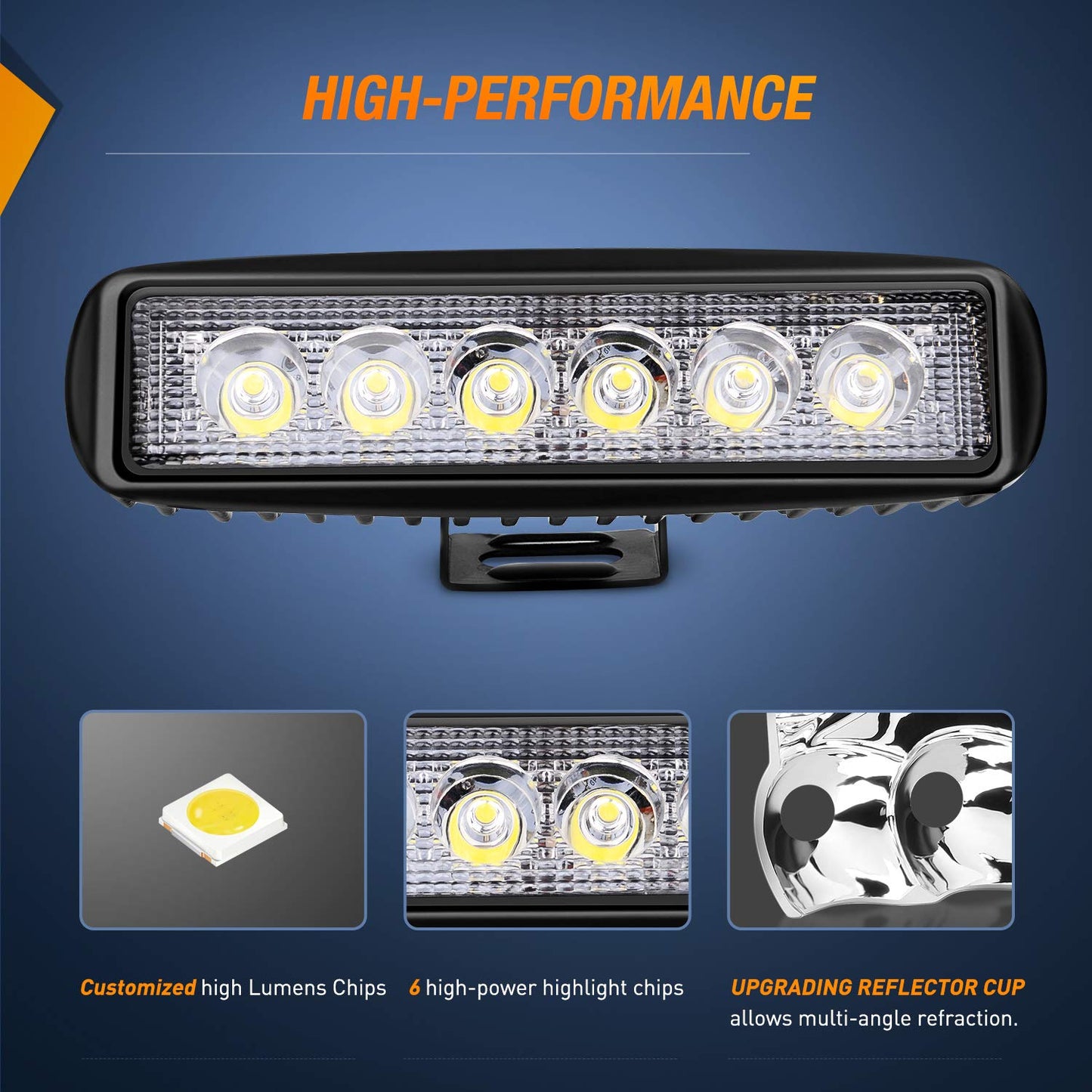 Nilight LED Light Bar 2PCS 18W 6Inch Flood LED Pods Offroad Fog Light Waterproof for Boat SUV ATV 4WD Car Truck Golf Cart 12V 24V,2 Years Warranty