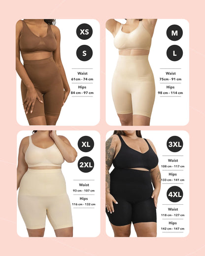 SHAPERMINT Shapewear for women - High-Waisted Shapewear Tummy Control Shorts, Faja Body Shaper, Underwear for Women Nude