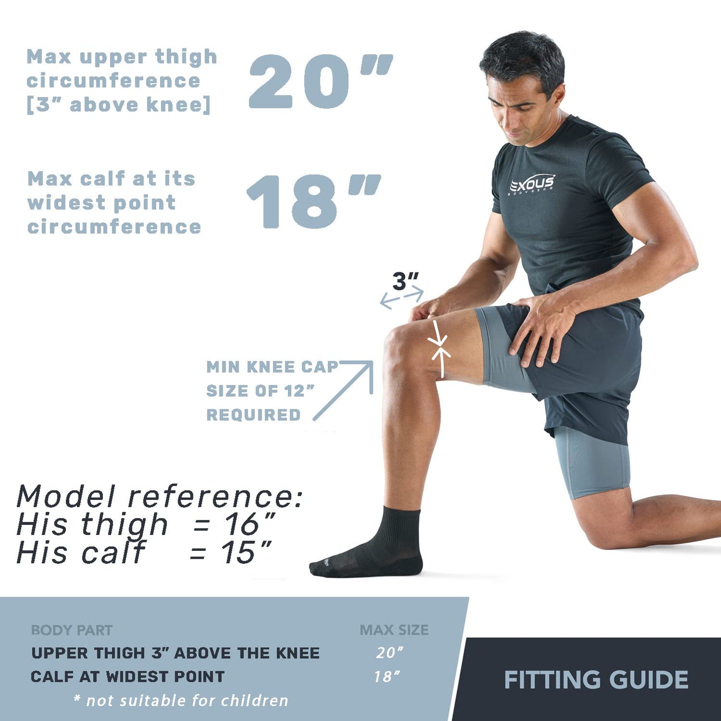 EXOUS BODYGEAR Knee Brace Meniscus Tear Support For Arthritis Acl, Mcl Pain Patented 4-way Adjustable Wraparound Strap Dual Side Stabilizer For Patella Stability Size [medium]