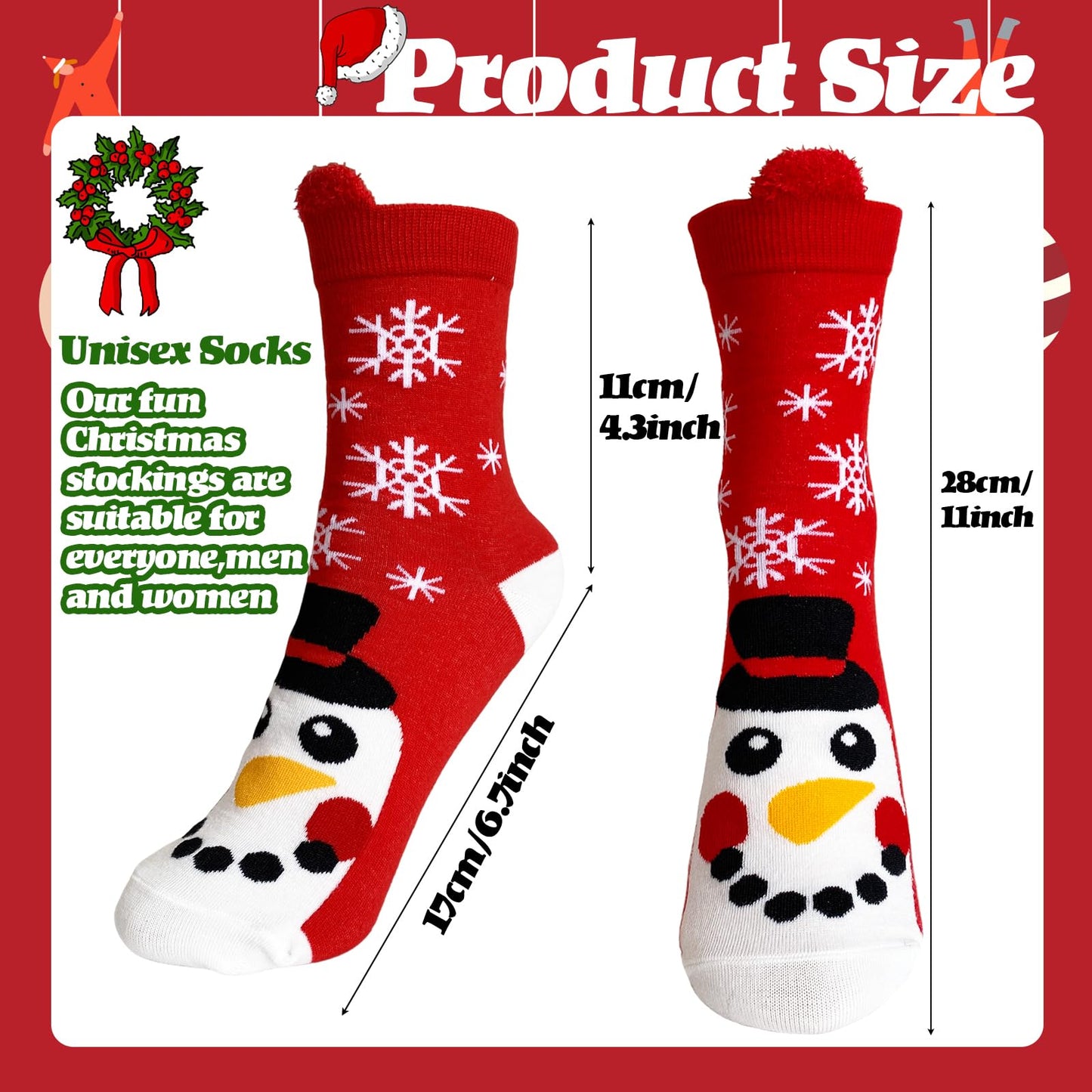 Haawooky 12 Pairs Christmas Socks,Fun Colorful Holiday Socks,Novelty Cozy Crew Sock Set for Women,Men,Funny Xmas Gifts