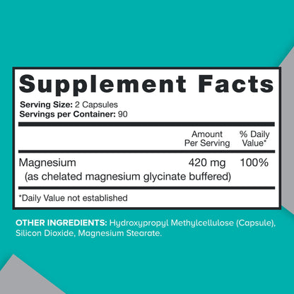 Qunol Magnesium Capsules 420mg, 100% DV, High Absorption Magnesium Supplement, Extra Strength, Bone and Muscle Health Supplement, 180 Count