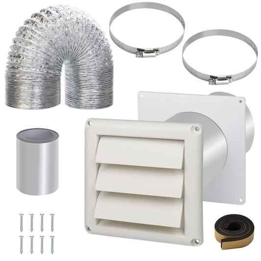 Dryer Vent Kit with Hose/Duct Connector/Wall Plate,4 Inch Dryer Vent Hose Connector Wall Ducting Kit for Bathroom Ventilation Fans Exhaust,Ceiling Washer Air Circulation