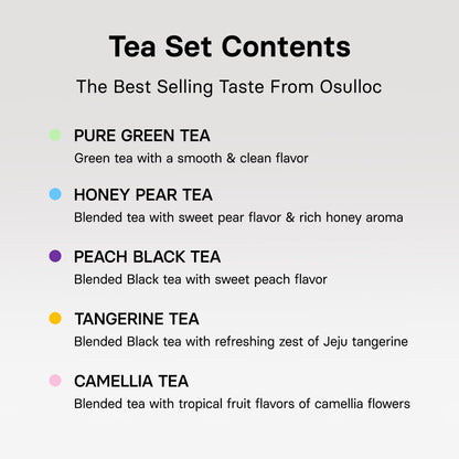OSULLOC Premium Tea Collection (40 count, 10 flavors x 4 ea), Assorted Tea bag Sampler, Premium Organic Pure & Blended Self Care Gift Set box from Jeju for Tea lovers