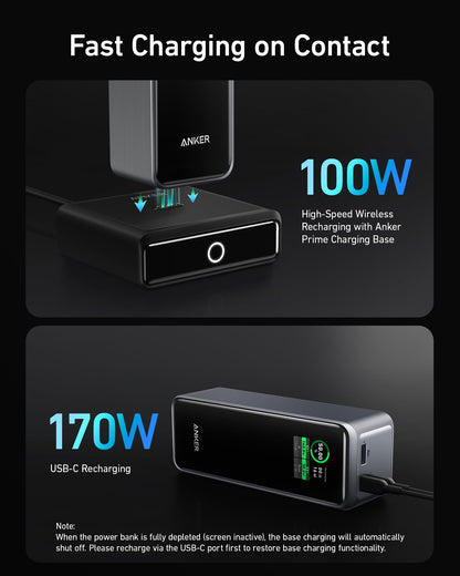 Anker Prime Power Bank, 27,650mAh 3-Port 250W Portable Charger for Travel, TSA-Approved, Smart App, for MacBook Pro/Air, iPhone 16/15/14 Series, Samsung, Laptops, and More