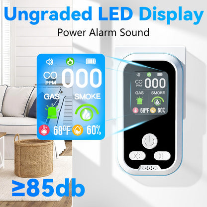 6 in1 Carbon Monoxide Detector Combo with HD Screen Monoxide Alarm, Detects CO, Natural Gas, Smoke, Temperature, and Humidity for Home, Apartment, Hotel, Camping RV Safety Gifts Idea