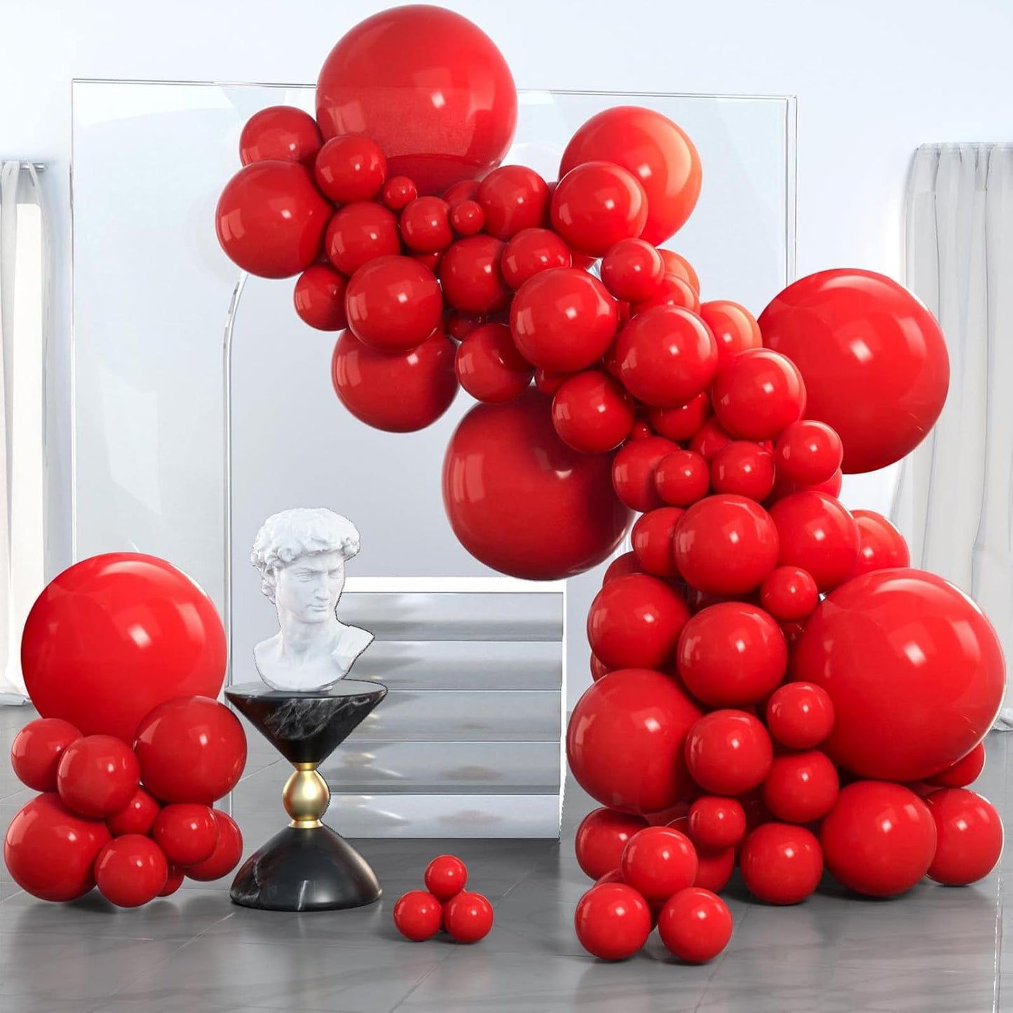 PartyWoo Red Balloons 140 pcs Different Sizes of 18 12 10 5 Inch Red Balloon Arch Kit Garland for Birthday Graduation Bachelorette Citizenship Anniversary Cherry Casino Theme Party Decorations Red-Y57