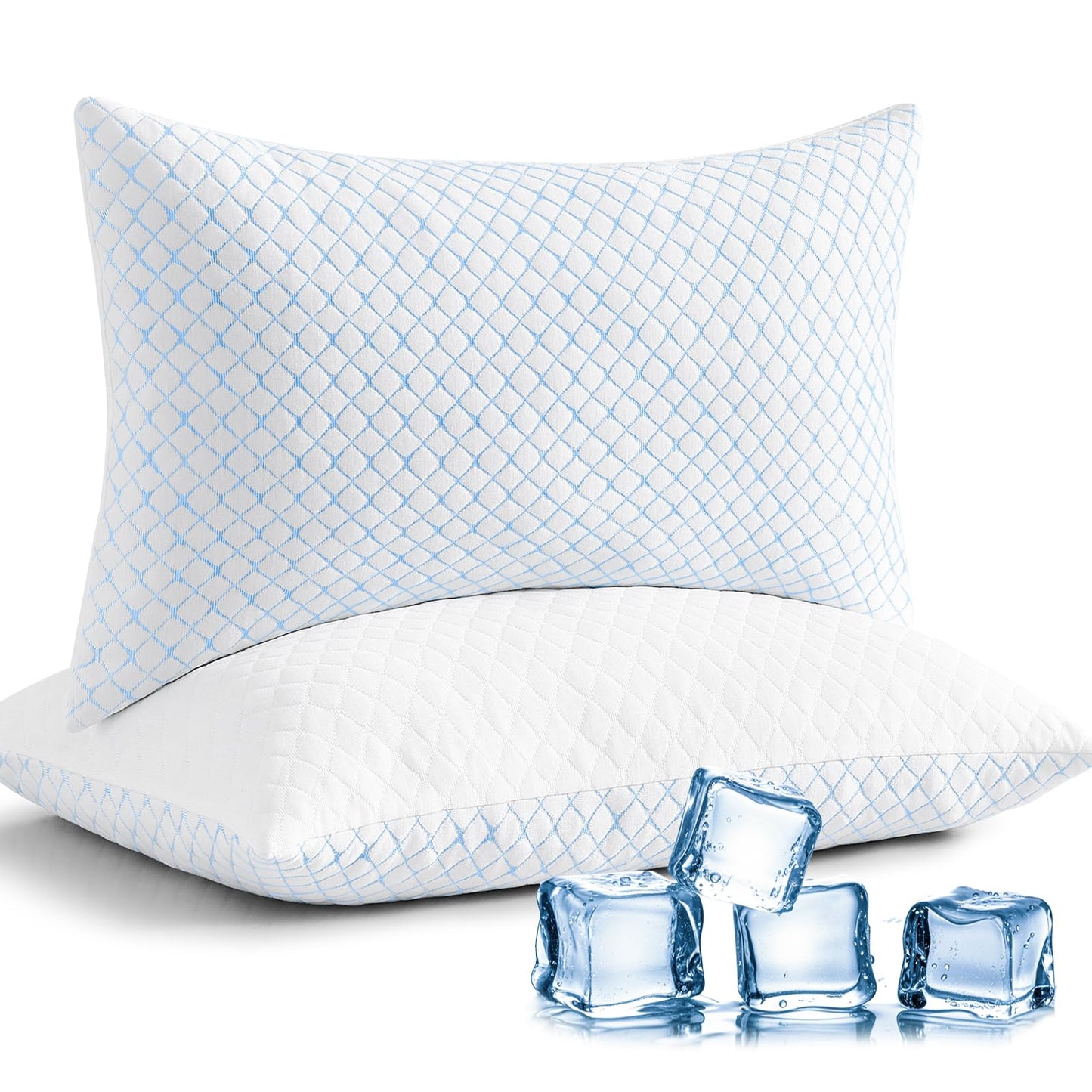 mislili Cooling Pillows King Size Set of 2, Adjustable Firm Shredded Memory Foam King Pillow, King Size Pillows for Stomach Back Side Sleepers, Washable Cover, with Extra Fill