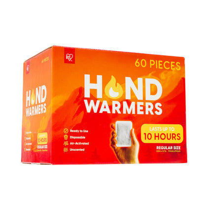 IRIS USA Hand Warmers – 60 Individual Warmers, Long-Lasting Up To 10 Hours For Warm and Hot Hands, On The Go, TSA-Approved, Disposable, Lasts 4 Years, Handwarmers For Hands and Feet, Winter Essentials