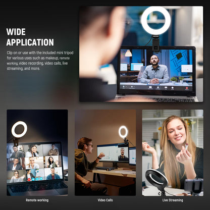 NEEWER Basic 5" Ring Light for Video Conference Lighting, Clip on Light Kit with Desk Tripod Stand for Monitor Laptop Computer Zoom Call Live Streaming Remote Working Learning Video Recording, BR60