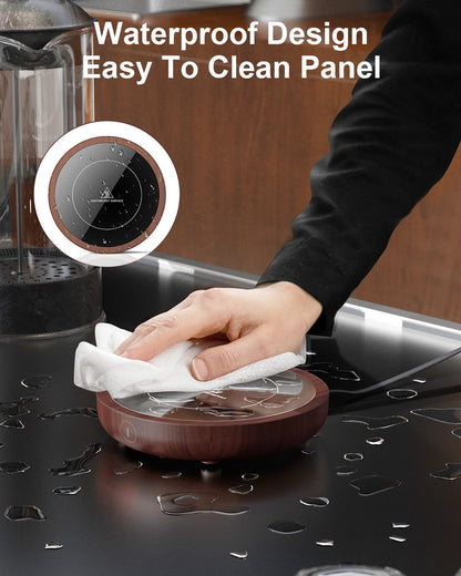 SWEETFULL Coffee Mug Warmer, 36W Electric Cup Warmer for Desk with 3-Temp Settings Advanced Temperature-Controlled Heating Coffee Gifts Accessories for Women Men Milk, Tea, Candle - Wood