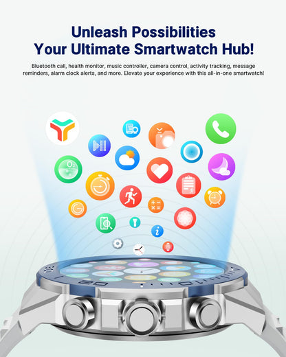 SOUYIE Smart Watch for Men,1.43''AMOLED Screen with 24 Hours Healthy Monitor, 100+ Sports Modes Fitness Tracker Watch, 400mAh Battery Pedometer Calorie Smartwatch Compatible Android iOS