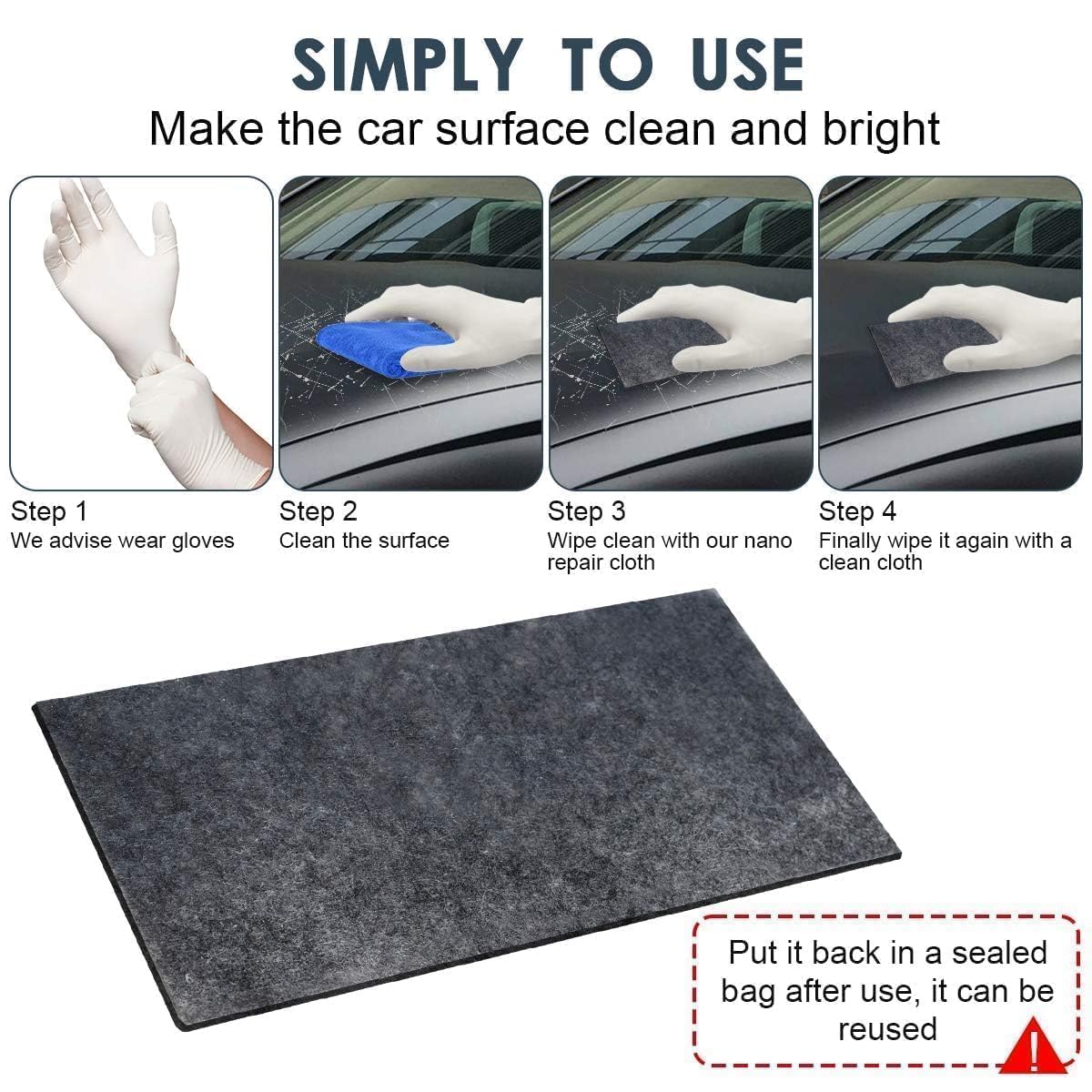 Nano Sparkle Cloth Car Scratches Remover,6 Pcs Nano Sparkle Cloth for Car Scratchs Nanosparkle Cloth Scratch Remover Car Scratch Remover Easy to Repair Paint Scratches,Water Spots Surface Polishing