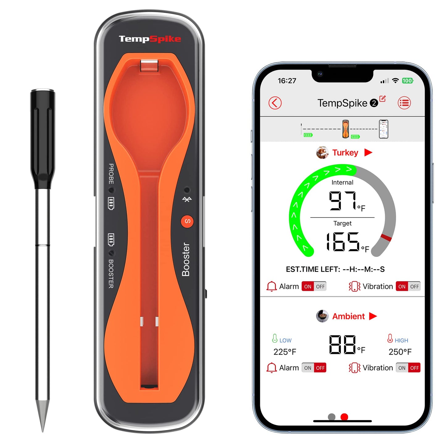 ThermoPro TempSpike 500 ft Wireless Meat Thermometer, Bluetooth Meat Thermometer for Turkey Beef Lamb, Meat Thermometer Digital Wireless for Rotisserie Sous Vide BBQ, Valentines Day Gifts for Him Her