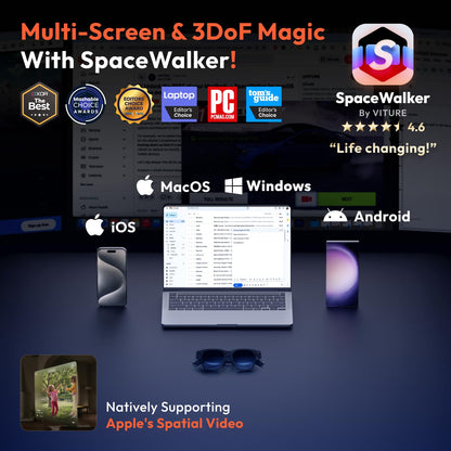 VITURE Pro XR/AR Glasses — 135" 120Hz 1000Nits UltraClarity Display, Harman Audio, Myopia Adjustments, Electrochromic Film, Video Display Glasses for iPhone 16/15/Android/Mac/PC/Steam Deck/Consoles