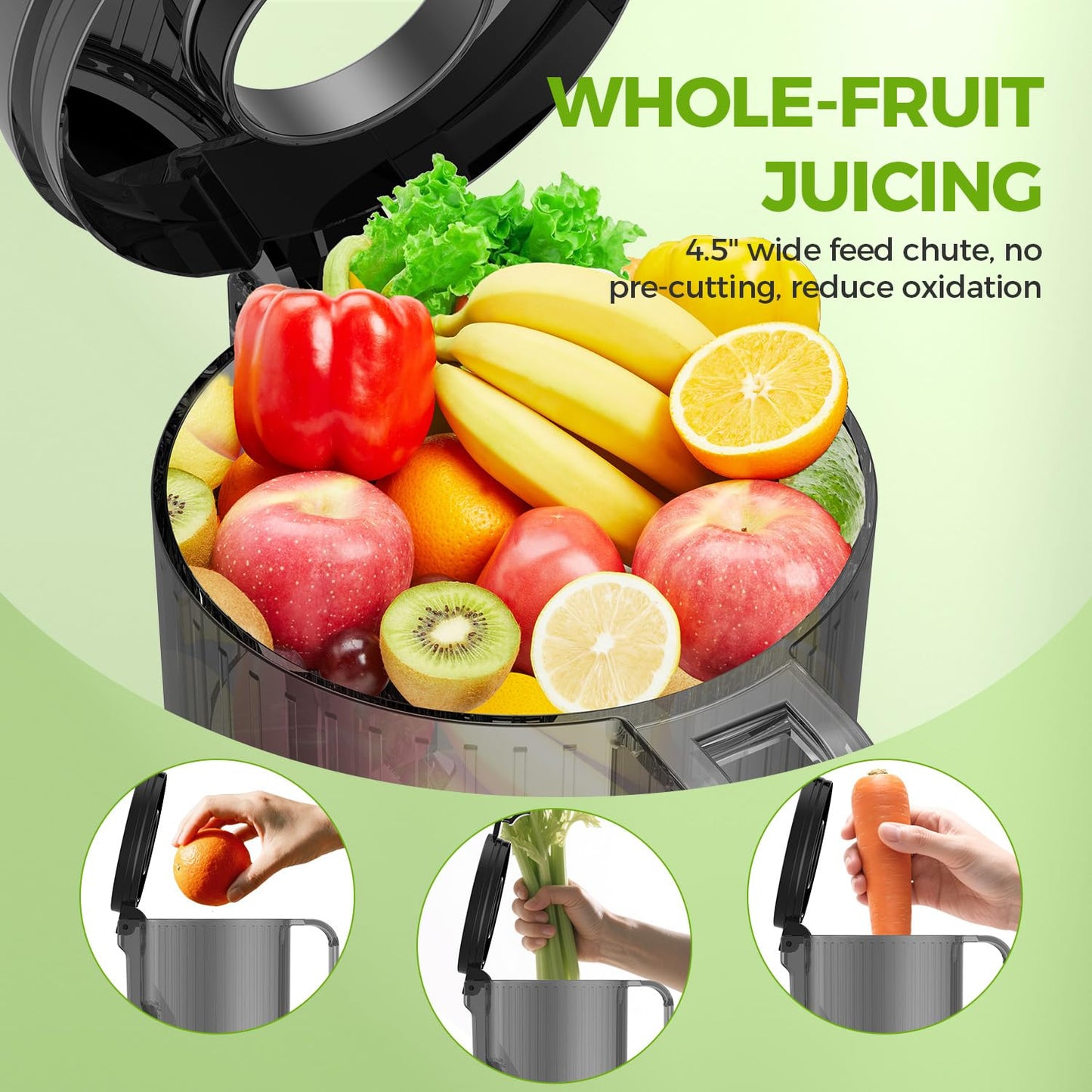 Cold Press Juicer Machines, Juicer Machines for Whole Fruits and Vegetables, Masticating Juicers, High Juice Yield, BPA Free
