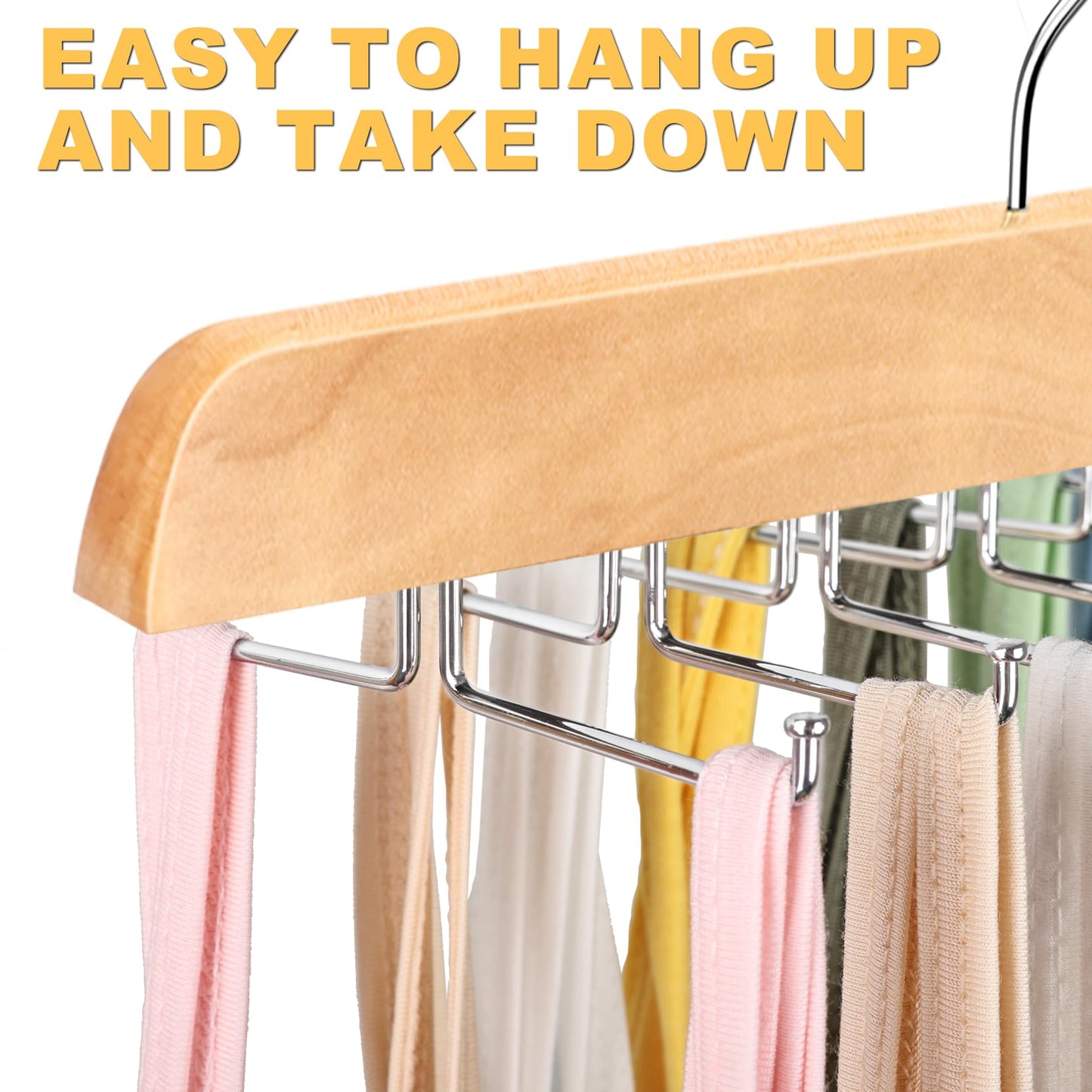 Resovo Tank Top Hanger with Premium Wood, 20 Large Capacity, Space Saving,360 Degree Rotating, Foldable Metal Hooks, Tank Tops