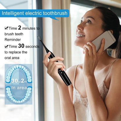 kingheroes Electric Toothbrush Set, Comes with 8 Brush Heads & Travel Case,4 Modes with 2 Minutes Built in Smart Timer, One Charge for 60 Days, 42000 VPM Motor (Black)