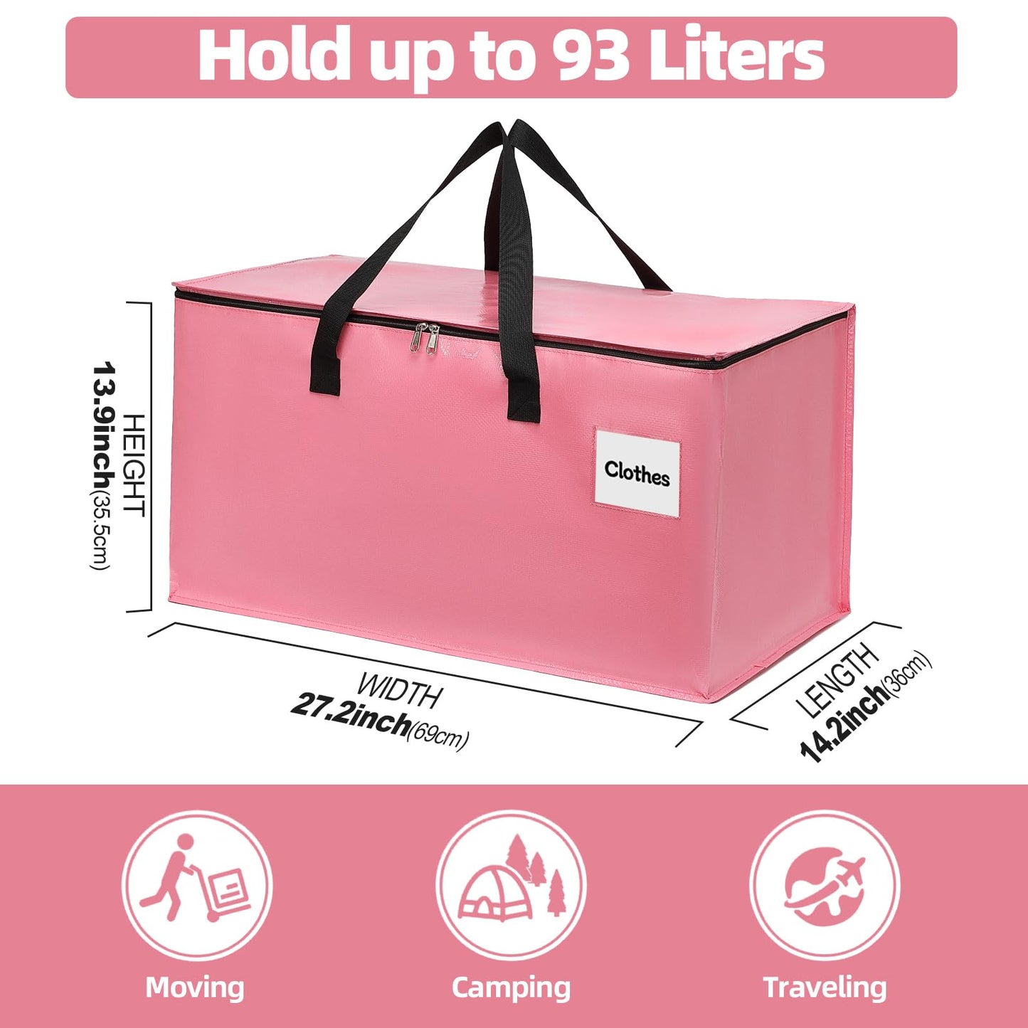 YEUEYS Extra Large Moving Bags with Zipper - Heavy Duty Tote for Packing Clothes, Durable Storage Bin Organizer, Multipack Set