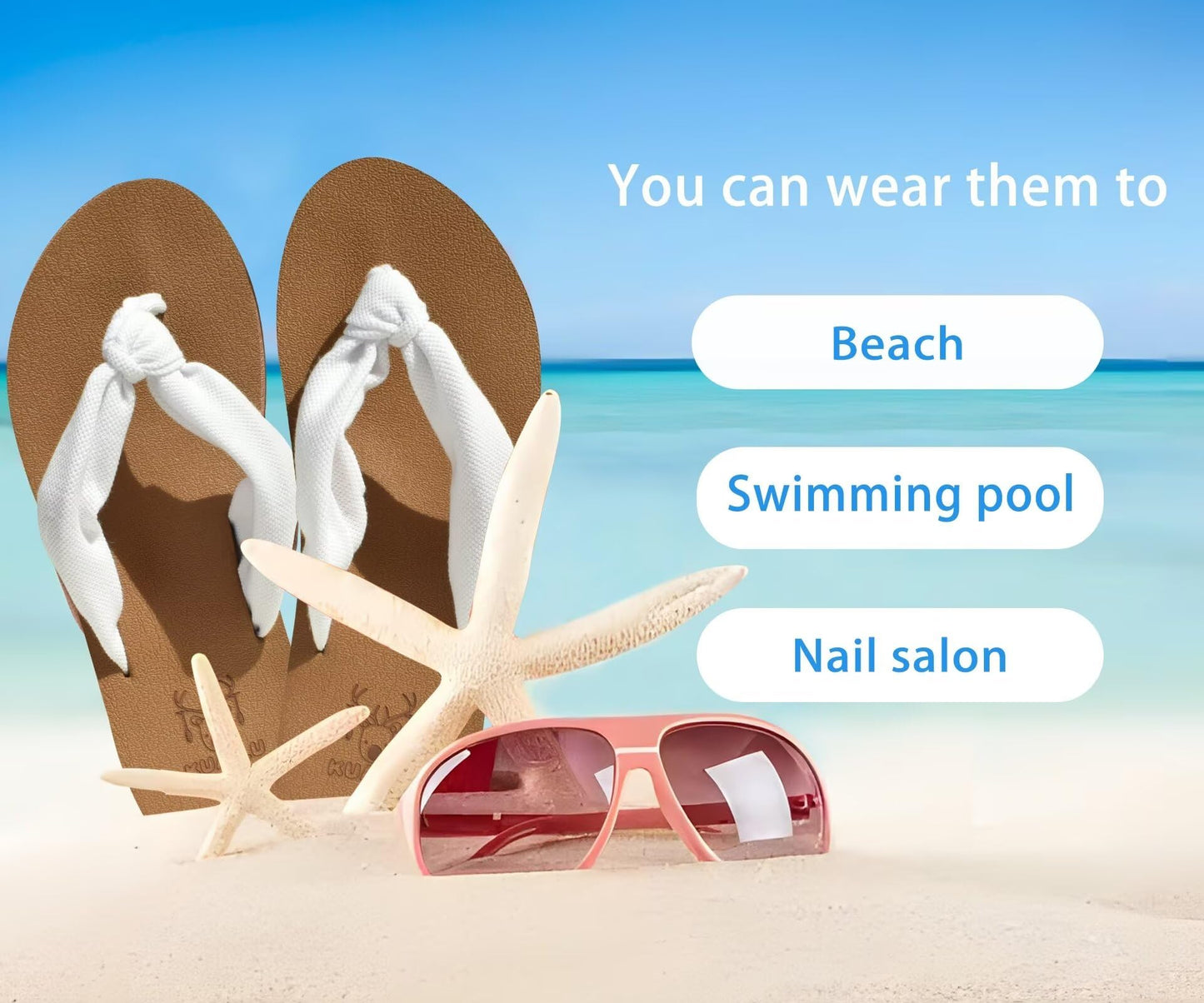 Kuailu Flip Flops Women Arch Support Yoga Mat Comfortable Summer Beach Walking Thong Cushion Sandals Slip on Outfits Travel Essential Orthotic Slides Indoor Outdoor Slippers Shoes White Khaki Size 8.5