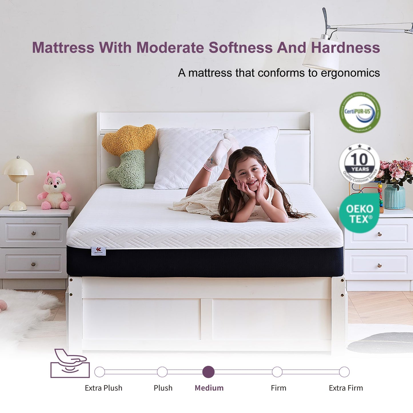 KOPEECHO Twin Size Mattress, 6 Inch Gel Memory Foam Mattresses, Medium Firm for Cool Sleeping, Pressure Relief, Easily Replaceable,CertiPUR-US Certified Colchón in a Box