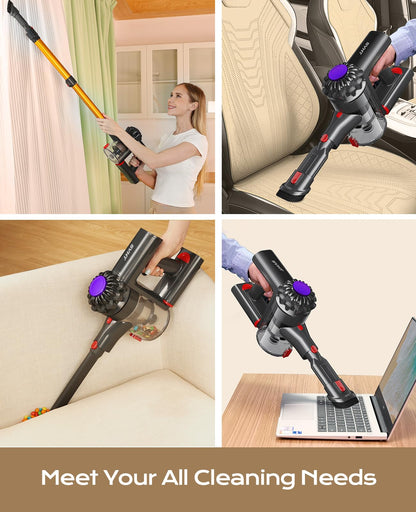 Cordless Vacuum Cleaner, 45Mins Powerful Vacuum Cleaners for Home, Lightweight Stick Vacuum Cordless with Advanced Green Light Tech, Rechargeable Battery Vacuum for Carpet,Pet Hair,Hardwood Floor