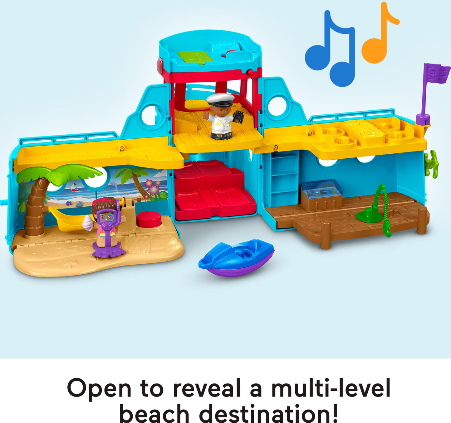 Fisher-Price Little People Toddler Toy Travel Together Friend Ship Musical Playset with 2 Figures for Pretend Play Kids Ages 1+ Years