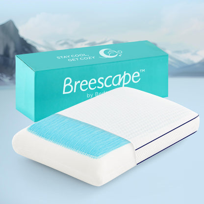 Bedsure Breescape Soft Memory Foam Pillows - Orthopedic Cervical Neck Pillow with Two-Sided Reversible Cover for All-Season Comfort, Soft Gusseted Gel Pillows for Hot, Back & Side Sleepers