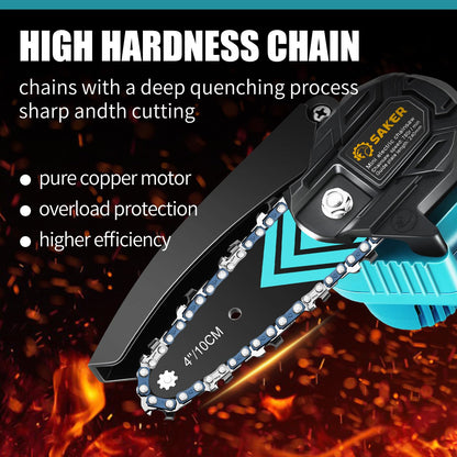 Saker Mini Chainsaw,Portable Electric Chainsaw Cordless,Handheld Chain Saw Pruning Shears Chainsaw for Tree Branches,Courtyard,Household and Garden