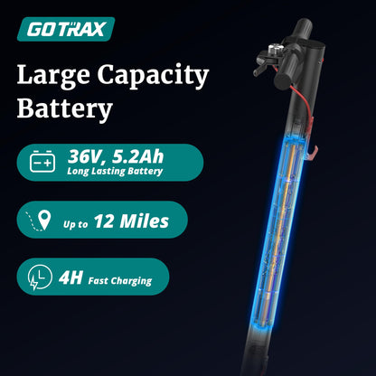 Gotrax GXL V2 Electric Scooter, 8.5" Solid Tire, Max 12 Mile and 15.5Mph Speed Power by 250W Motor, Lightweight 25.95lb and Cruise Control, Aluminum Alloy Frame Foldable Escooter for 13+ Teens Adults