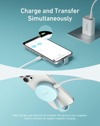 Anker MagGo USB-C Adapter, SD Card Reader for iPhone 16/15 Series, Portable Magnetic Memory Card Reader with Built-in Cable, Slot for SD&TF Card, 312MB/s Max Data Transfer for USB C Devices(White)