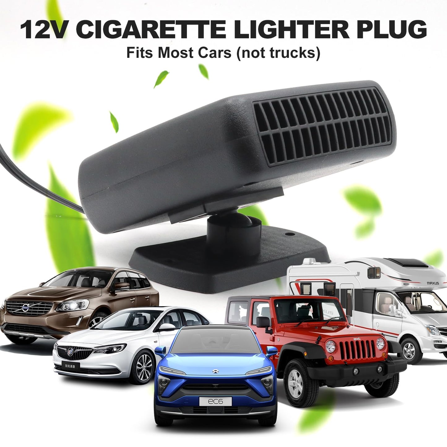 12v 200W Car Heater, Portable Car Heater and Defroster, Windshield Defogger, 12 Volt Car Heater That Plugs Into Cigarette Lighter, Calenton para Carro, 360° Rotation