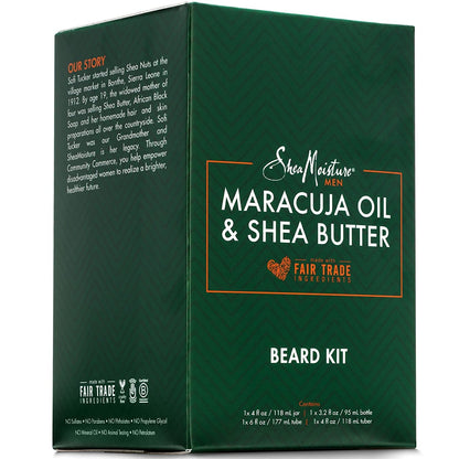 SheaMoisture Beard Kit for Men, Beard Wash, Beard Balm, Beard Oil, Beard Conditioner, Complete Beard Grooming Kit, Gifts for Men, Gifts for Husband, Natural Ingredients, Shea Butter & Maracuja Oil