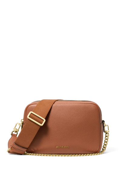 Michael Kors Women's Bryant Medium Double Zip Chain Camera Crossbody Bag, Gold-Tone Hardware/Luggage