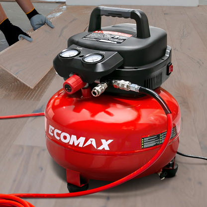 Air Compressor, 6-Gallon Pancake Air Compressor with 25 FT Air Hose, MAX 175PSI Pressure/1.5HP, Compressor for Air Tools, Car Tires, Garage, and Shop