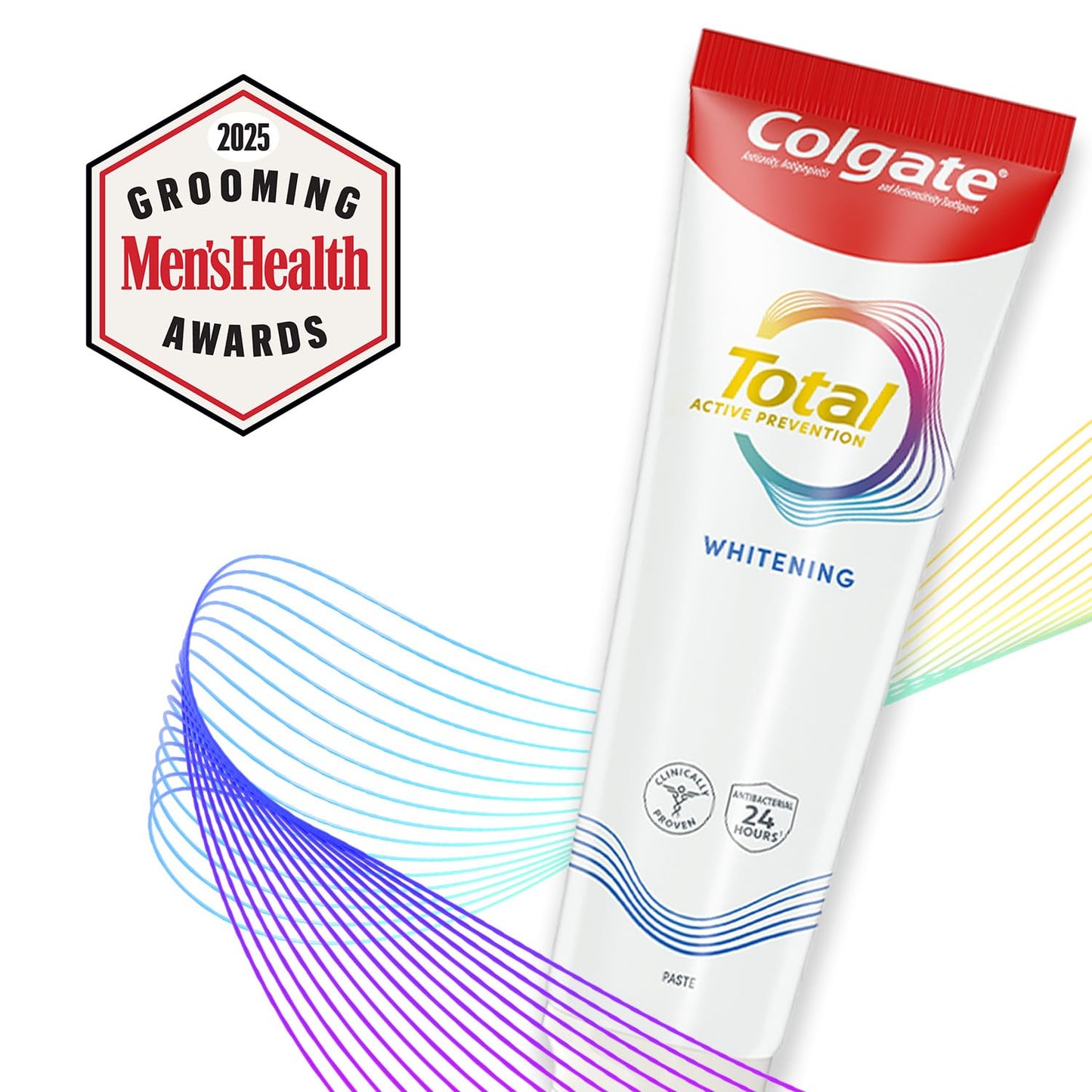 Colgate Total Whitening Toothpaste Paste, 5.1 oz, 4 Pack, Fluoride, Antibacterial, for Plaque, Gingivitis, Sensitivity, Stain Removal, Clinically Proven, Mint, Teeth Whitening, Stannous Fluoride