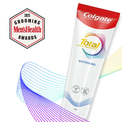 Colgate Total Whitening Toothpaste Paste, 5.1 oz, 4 Pack, Fluoride, Antibacterial, for Plaque, Gingivitis, Sensitivity, Stain Removal, Clinically Proven, Mint, Teeth Whitening, Stannous Fluoride