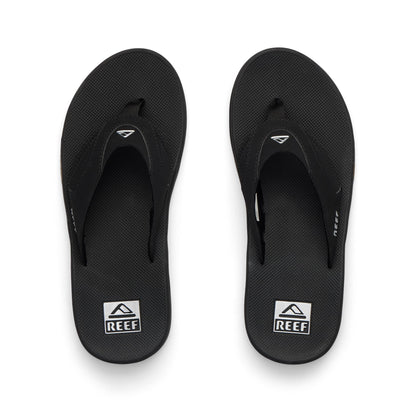 Reef Fanning Mens Bottle Opener Flip Flop, Arch Support, Durable Outsole, Water Friendly, Black/Silver, 10