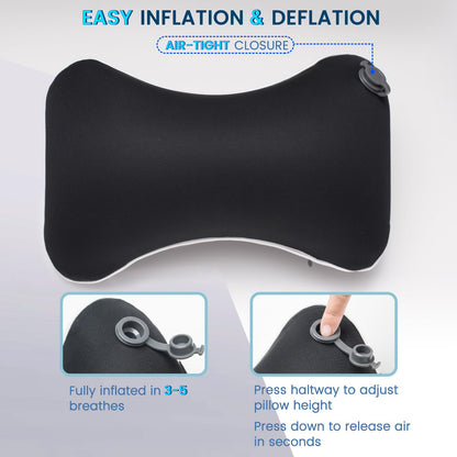 Keemall Inflatable Car Neck Pillow - 2 Pack Soft Headrest Car Pillow for Driving Seat with Adjustable Strap, Comfortable Ergonomic Design Neck Support and Breathable Washable Cover