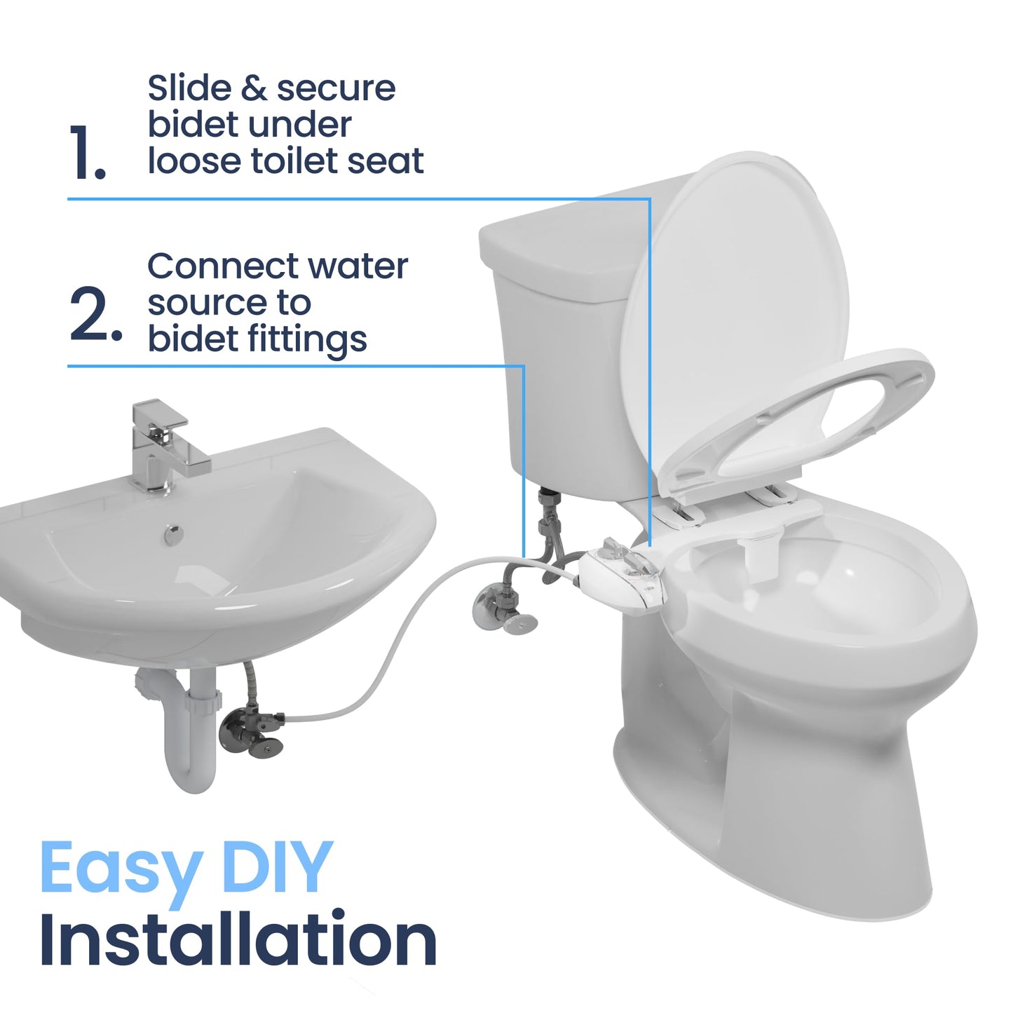LUXE Bidet NEO 320 Plus - Patented Bidet Attachment for Toilet Seat, Innovative Hinges to Clean, Slide-in Install, Advanced 360° Self-Clean, Warm, Dual Nozzles, Feminine & Rear Wash (Chrome)