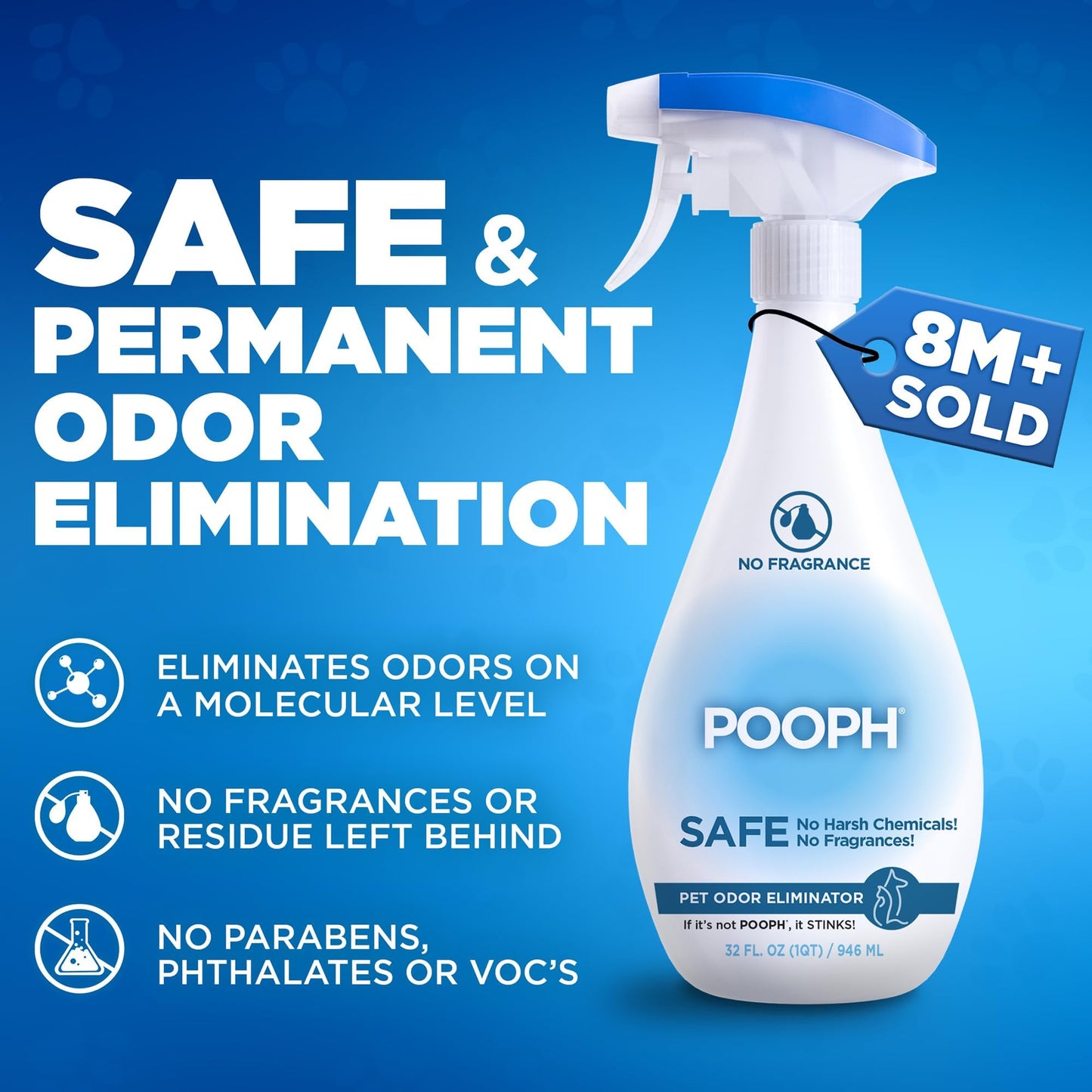 POOPH Pet Odor Eliminator, 32oz - Eliminates Odors at The Molecular Level, Dogs, Cats, Freshener, Eliminator, Urine, Poop, Pee, Deodorizer, Natures, Puppy, Fresh, Clean, Furniture, Potty