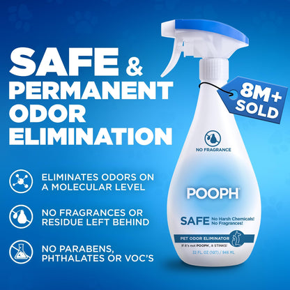 POOPH Pet Odor Eliminator, 32oz - Eliminates Odors at The Molecular Level, Dogs, Cats, Freshener, Eliminator, Urine, Poop, Pee, Deodorizer, Natures, Puppy, Fresh, Clean, Furniture, Potty