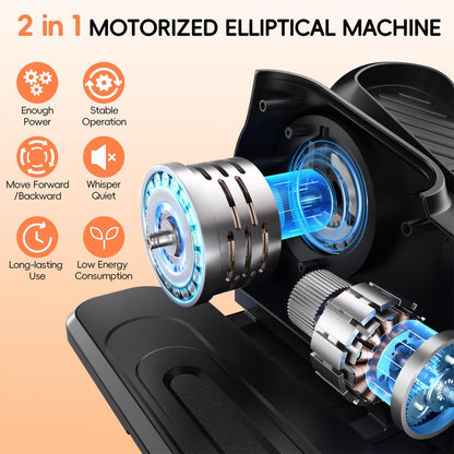 Under Desk Elliptical Machine, Morelax Ellipse Leg Exerciser for Seniors Fully Assembled, Quiet & Portable Electric Seated Pedal Exerciser with Remote Control & 12 Adjustable Speeds (Orange)
