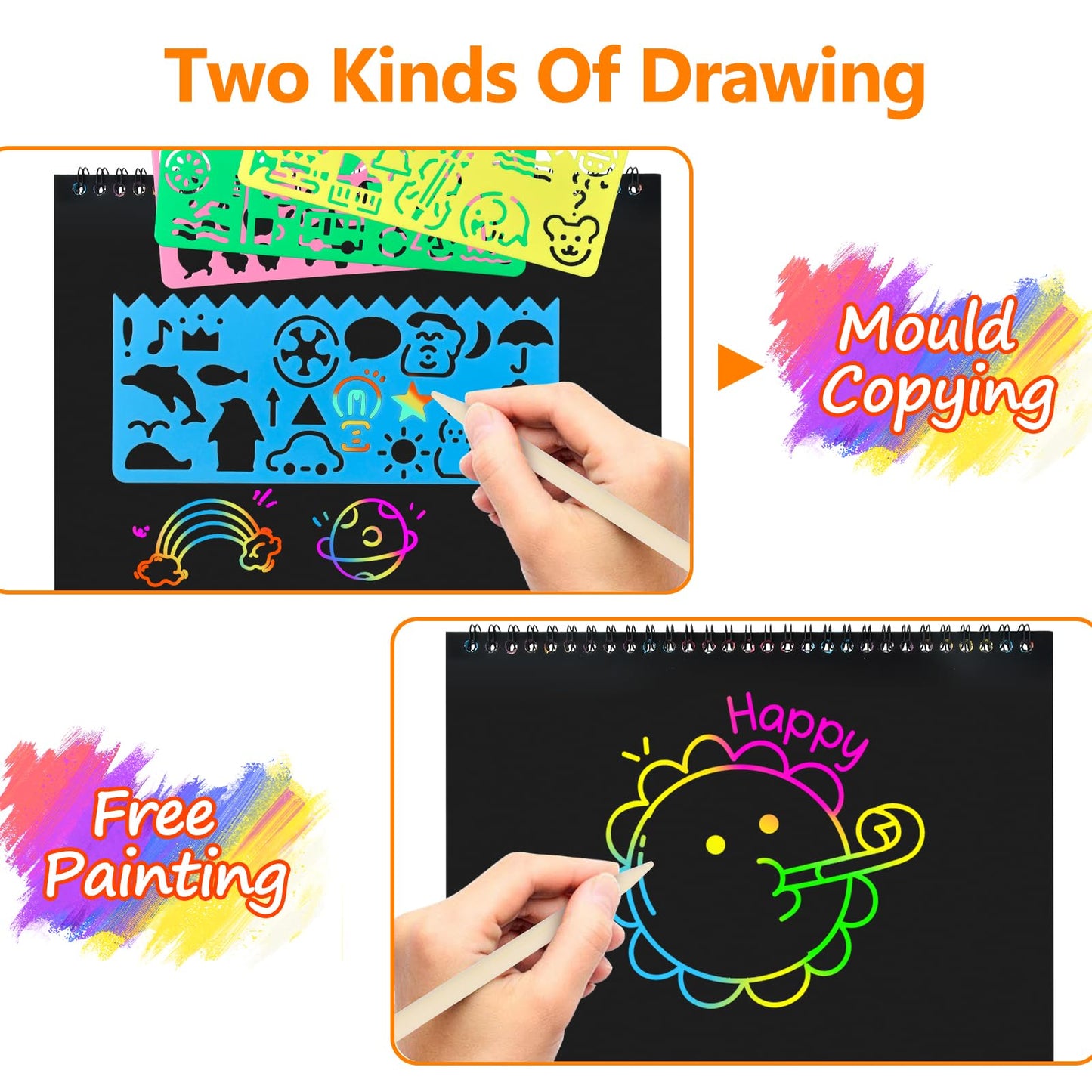 Stocking Stuffers for Kids Teen Girls: Scratch Paper Art Crafts Back to School Teacher Supplies Game Party Favors Activities Toys for Boy Ages 3-12 Years Old Valentines Birthday Gifts 2 Pack